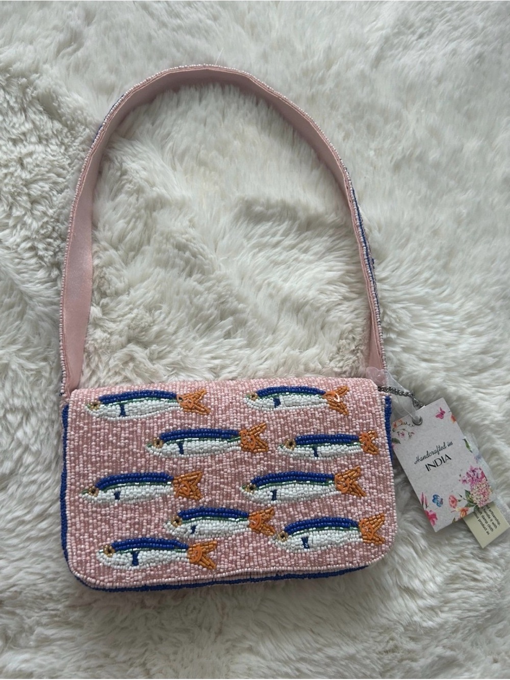 Beaded sardine bag